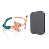 ProCardial® Titane Adulte Stéthoscope Cardiologie - Vert à Paillettes / Or Rose avec Étui - MDF Instruments France