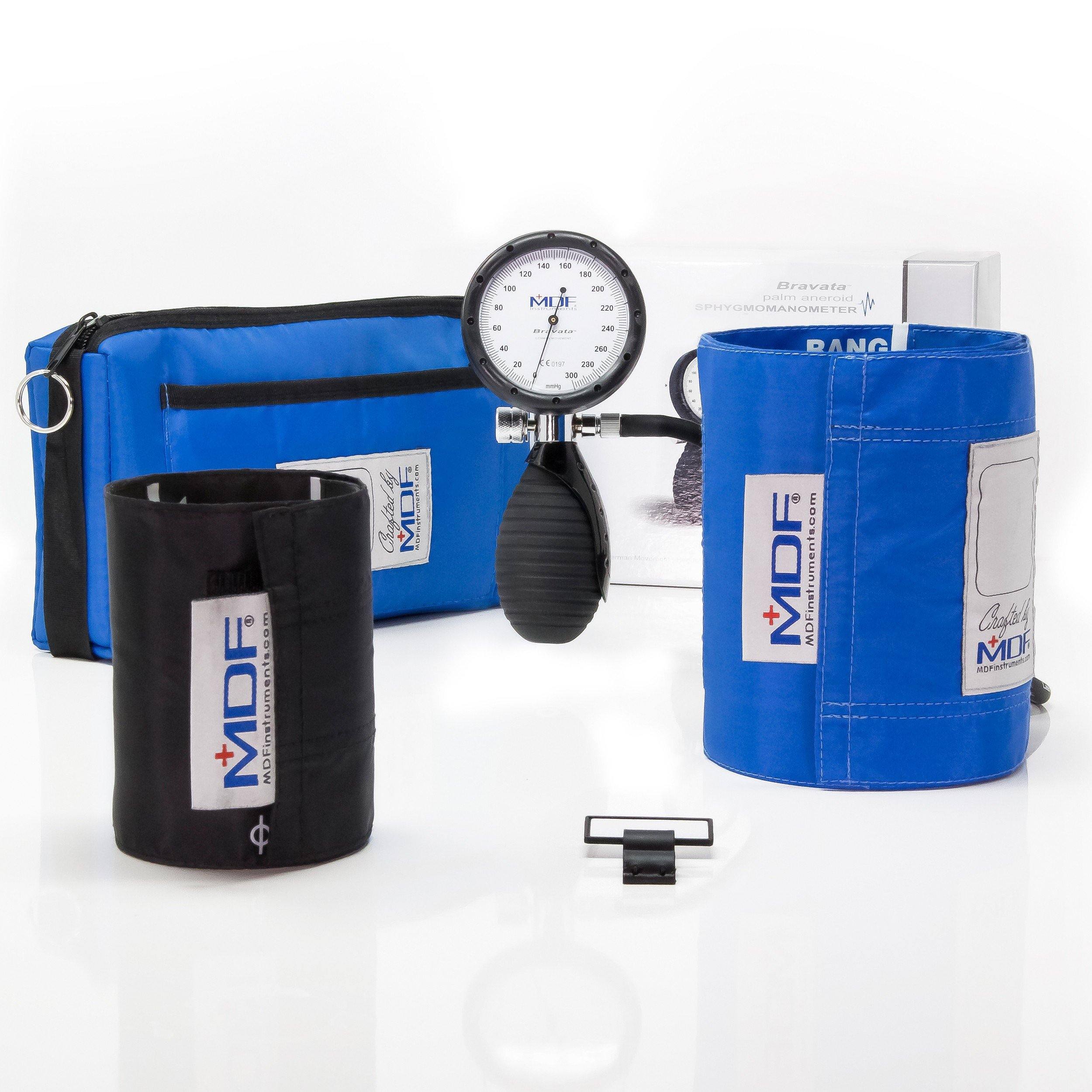 MDF® Bravata® Palm Tensiomètre anéroïde Tensiomètre professionnel avec brassard pour adulte et enfant (MDF848XPD) - Bleu Vif