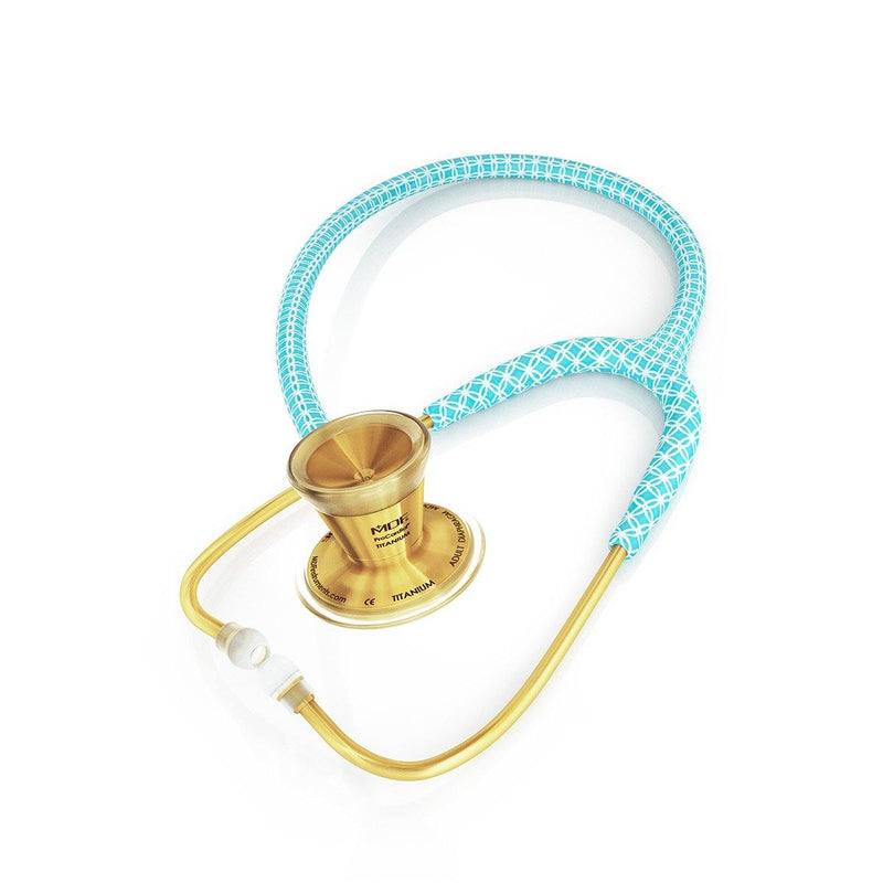 ProCardial® Titane - Stéthoscope de Cardiologie Adulte - Bella Azure / Or avec Étui - Site officielle de MDF Instruments France