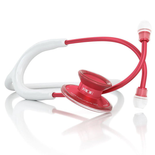 Acoustica® Stéthoscope - Blanc / Rouge - MDF Instruments France