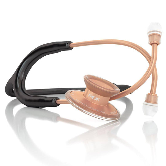 Acoustica® Stéthoscope - Noir / Or rose mat - MDF Instruments France