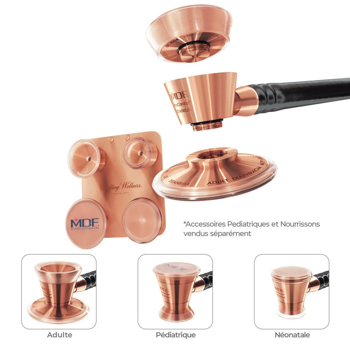 Accessoires Pédiatriques et Néonataux avec Attache - pour Stéthoscope Procardial® Titane - Rose Gold - Site Officiel de MDF Instruments France