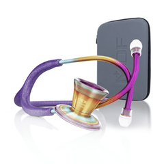 ProCardial® Titane - Stéthoscope de Cardiologie Adulte - Violet à Paillettes / Kaleidoscope avec Étui - Site officielle de MDF Instruments France