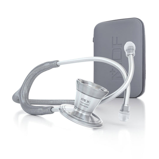 ProCardial® Titane - Stéthoscope de Cardiologie Adulte - Gris à Paillettes avec Étui - Site Officiel de MDF Instruments France