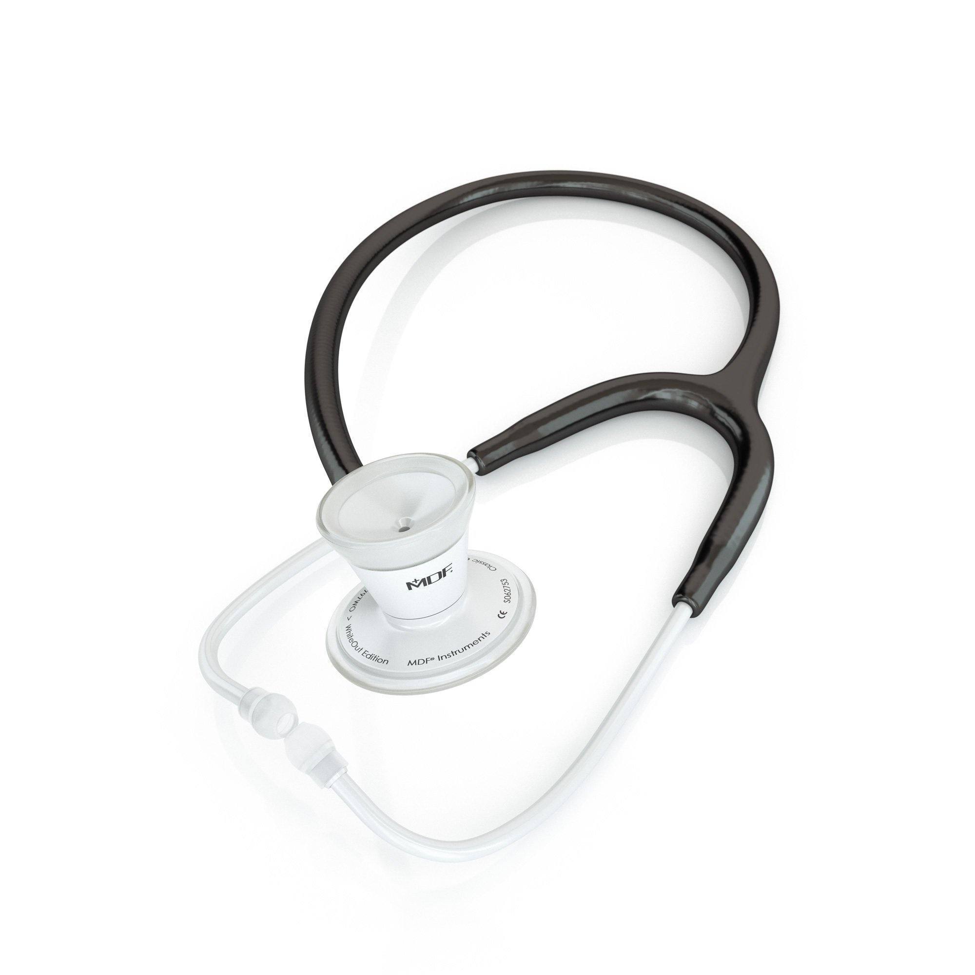 ProCardial® Acier Inoxydable Adulte Stéthoscope Cardiologie - Noir / WhiteOut - MDF Instruments France