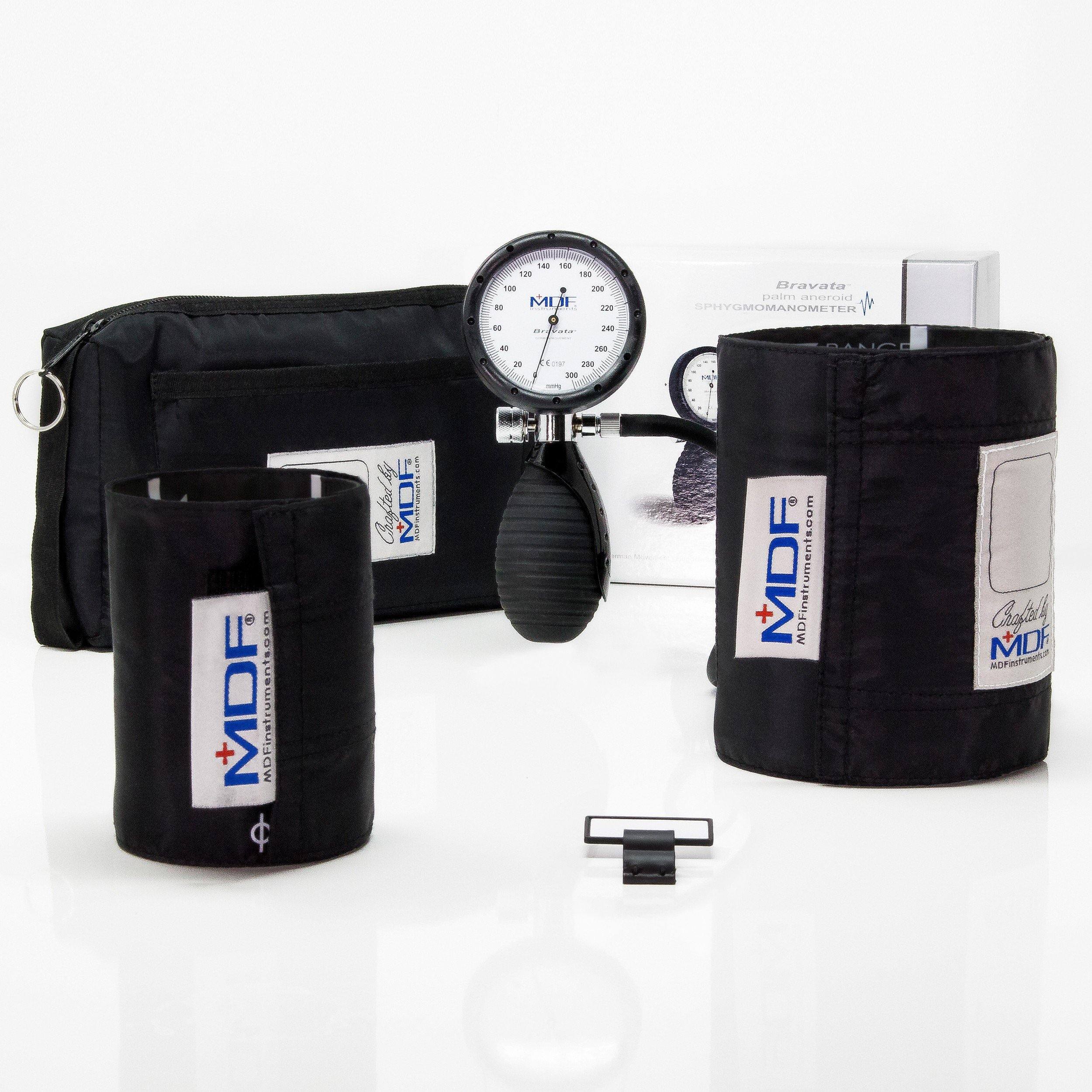 MDF® Bravata® Palm Tensiomètre anéroïde Tensiomètre professionnel avec brassard pour adulte et enfant (MDF848XPD) - Noir