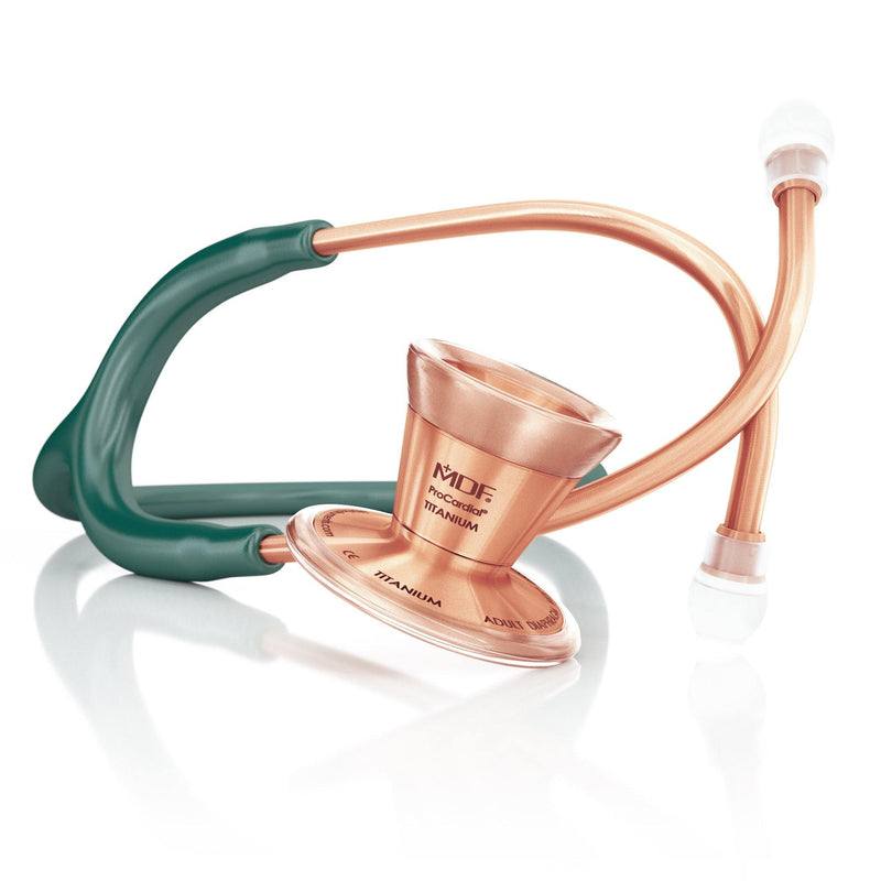 ProCardial® Titane - Stéthoscope de Cardiologie Adulte - Vert Émeraude / Or Rose - Site officielle de MDF Instruments France